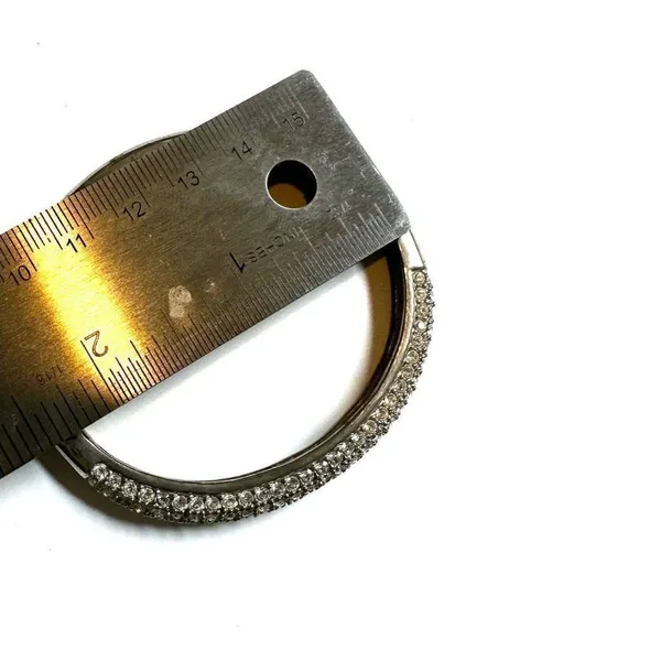 Silver tone hinged rhinestone bangle bracelet - Image 7