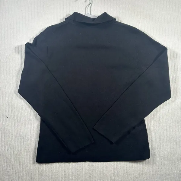 Talbots Women Large Black Sweater Ribbed Collared V-Neck Knit Pullover Top - Image 13