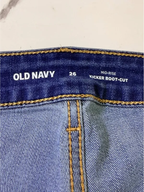 Old Navy Women’s Jeans Size 26 Kicker Boot Cut Mid Rise Stretch Blue Denim NWT - Image 4