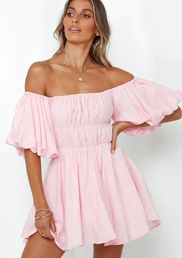 Hello Molly Pink Puff Sleeve Mini Dress - Image 2
