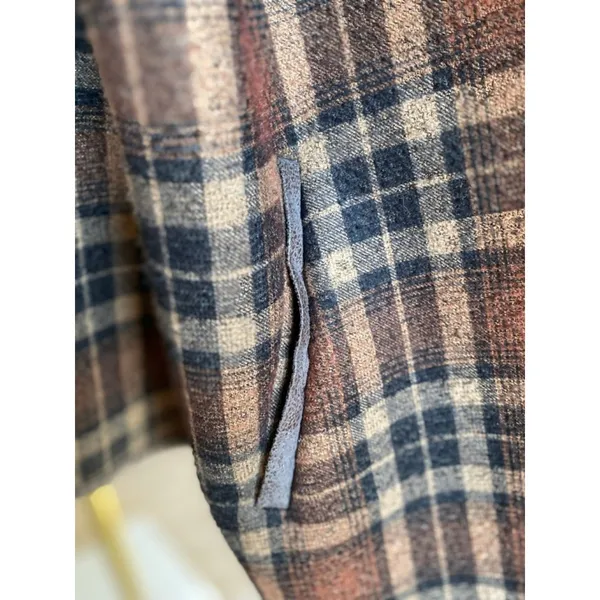 Jodifl‎ Plaid Sherpa Lined Longline Vest Cardigan Cozy Quiet Luxury Brown Camel - Image 4