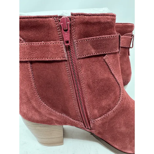 Diba Womens Shoes Boots Sz 7.5 Burgundy Red Suede Leather Heeled Chic Casual New - Image 9
