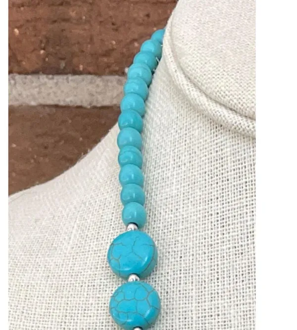 Asymmetric Turquoise and Chain Lariat Necklace - Image 4
