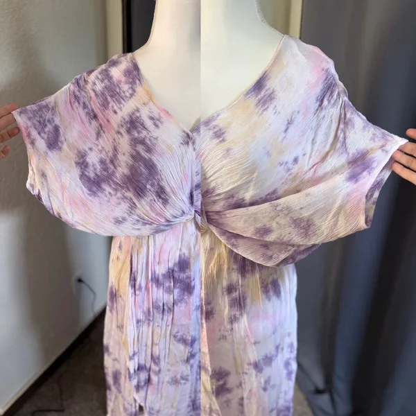 Elan Living Free Tie Dye Twist Front Boho Festival Rayon Midi Dress NWT S‎ - Image 6