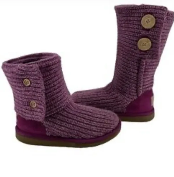 UGG Classic Purple Cardy Tall Knit Boots - Image 7