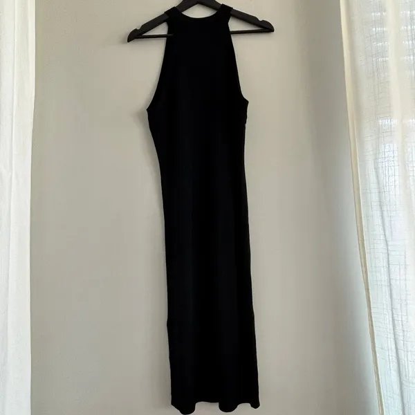 Old Navy Fitted Sleeveless Rib-Knit Midi Sweater Dress Ribbed Black Large Tank - Image 10