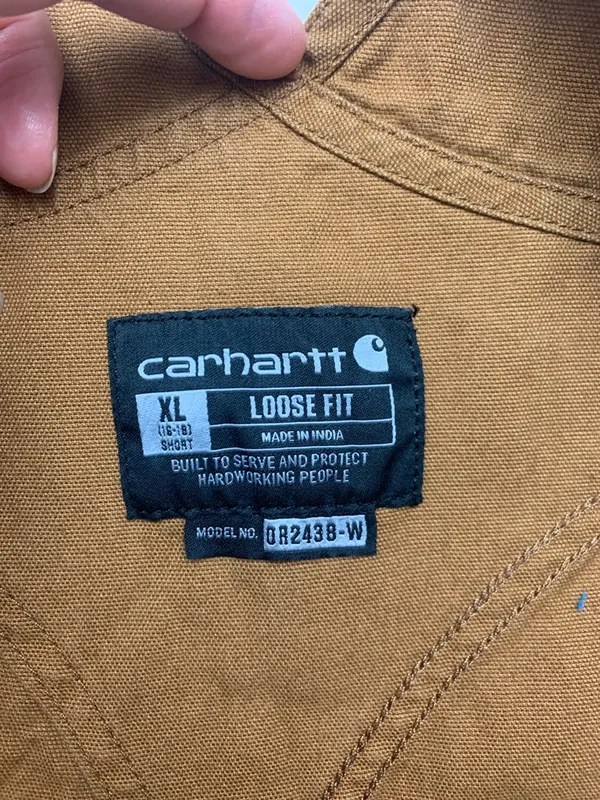 Carhartt women's size XL short loose fit Duck Canvas Bib Overalls - Image 3