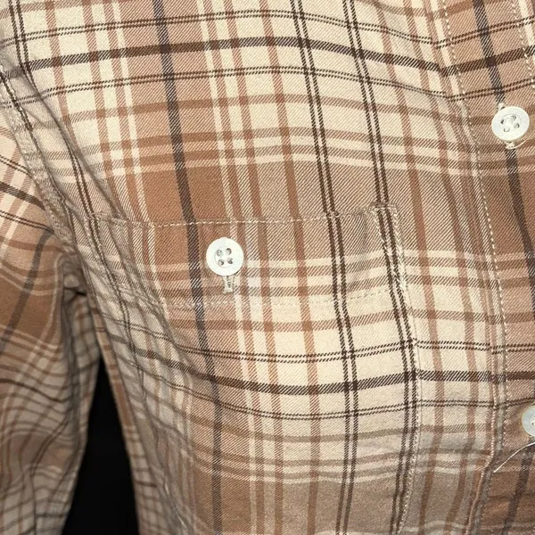 Lauren Ralph Lauren tan & brown plaid button down medium‎ - Image 6