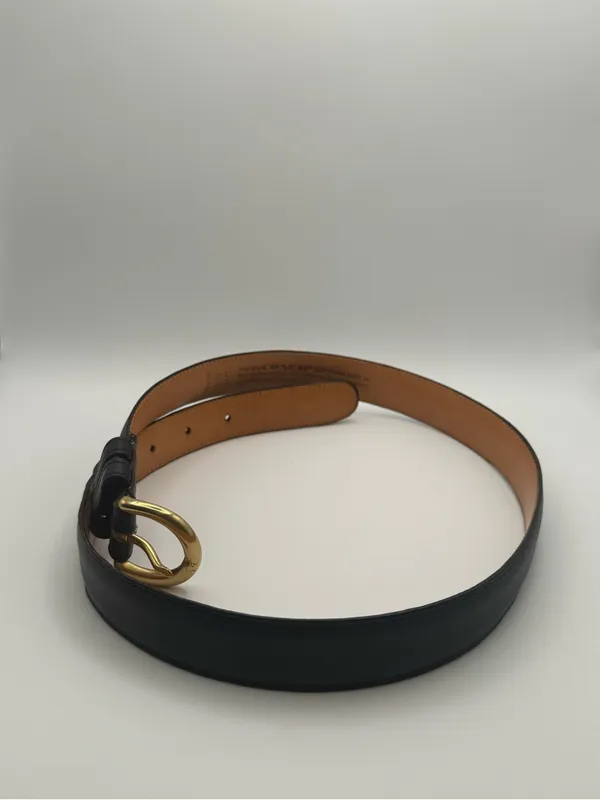 Vintage Coach Navy Blue Leather Women’s Belt with Brass Buckle Size Medium - Image 8