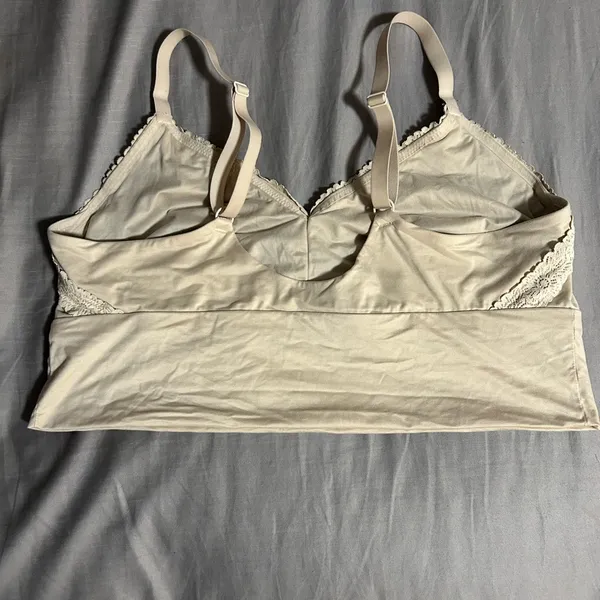 Aerie Nude Long Line Lace Trim Bralette Size XL - Image 2