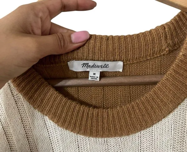 MADEWELL Wool Long Sleeve Two Tone Midi Sweater Dress - Image 3