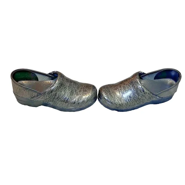 Dansko Womens Size 39 Professional Clogs Metallic Birds Nest Scribble Pattern - Image 10