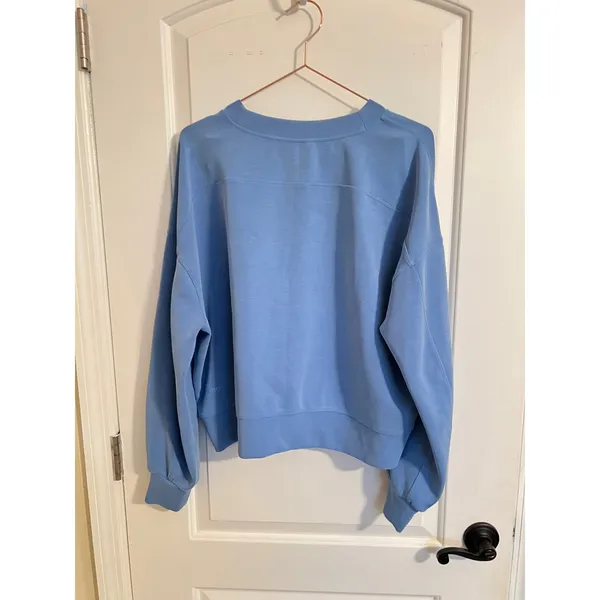 lululemon Sweatshirt Womens Softstreme Perfectly Oversized Cropped Crew 10 Blue‎ - Image 5