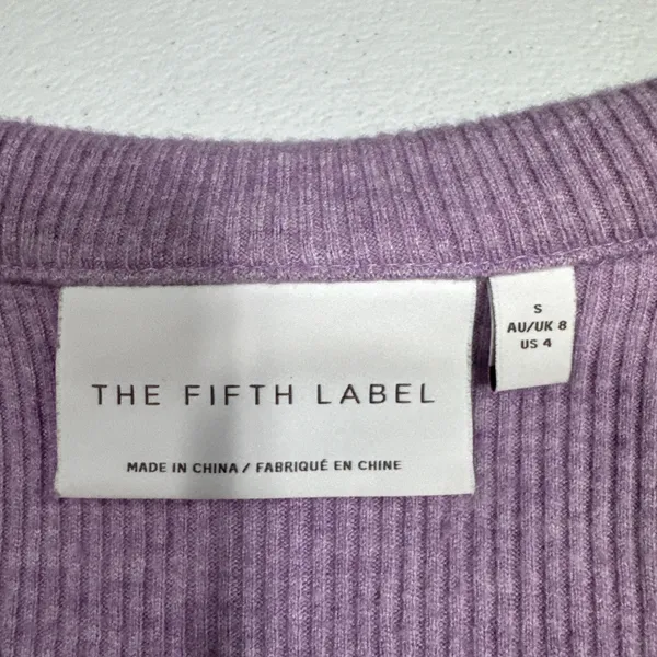 The Fifth Label Womens Ribbed Knit Top Collared Deep V Neck Long Sleeve Size 4 - Image 4