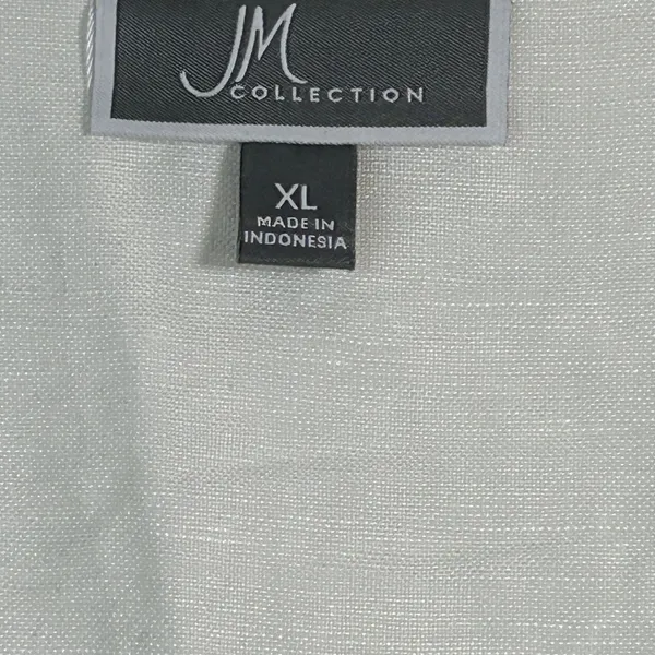 JM Collection White Linen Blend Embellished‎ V-Neck Tunic Top XL FLAW - Image 4