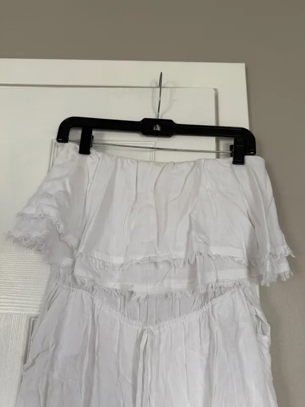 Altard State White Off Shoulder White Full Length Jumpsuit - Image 4