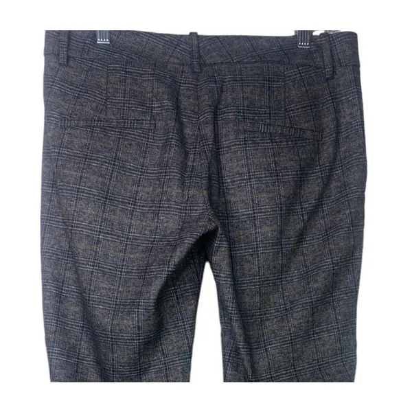 ZARA Gingham Straight Leg Ankle Crop Flat Front Mid Rise 6 Trouser Pants Brown - Image 8