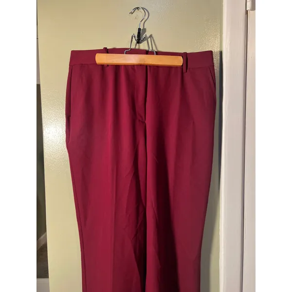 Worthington Women's Size 10 Wide Leg Dress Pant Trousers Burgundy Red High Rise - Image 3