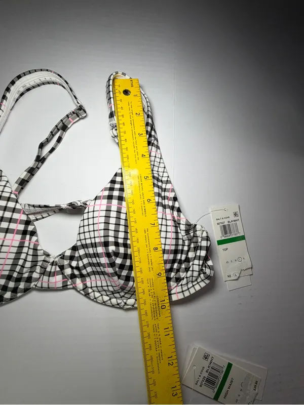 Salt + Cove Black & Pink Plaid Underwire Bikini Set - Image 5