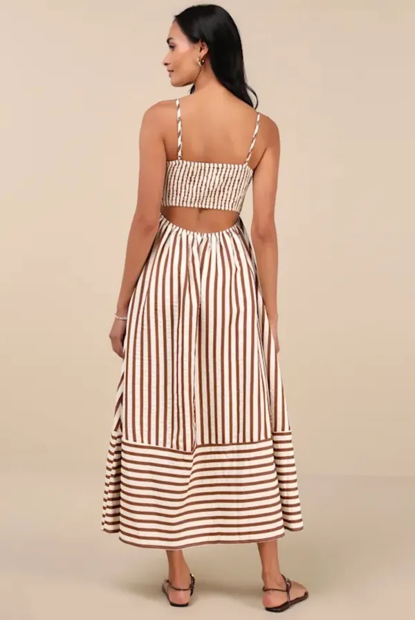 Lulus Striped Midi Dress - Image 9
