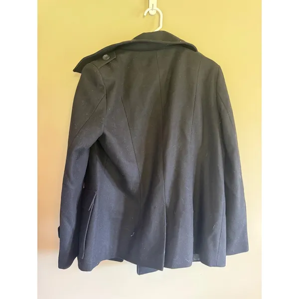 New York & Company Black Wool Blend Double Breasted Pea Coat Womens‎ Large - Image 4