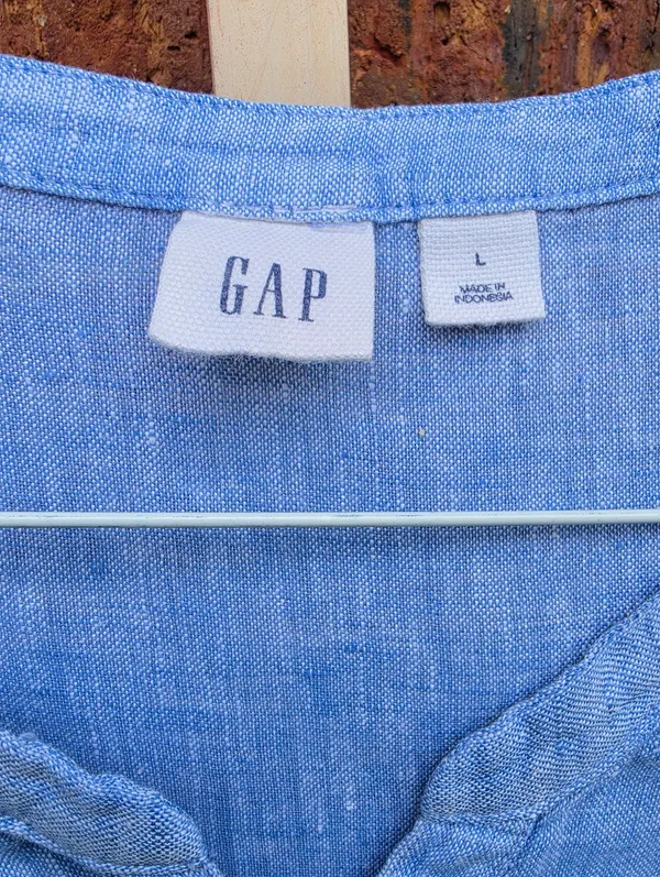 Gap sleeveless Blue linen top Large - Image 3
