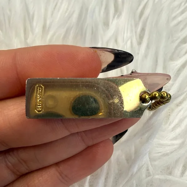 1" y2k COACH Vintage Gold Black Fob Bag Charm Hang tag Hangtag - Image 2