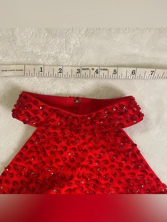 Red Sequin Halter Neck Show Girl Dress size XS/S - Image 9