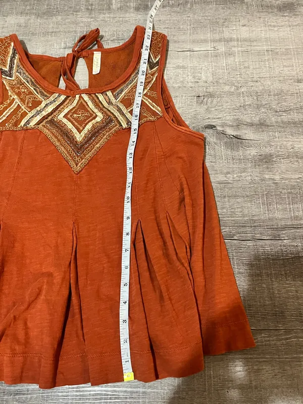 FREE PEOPLE Libertine Embroidered Open Back Tank in Rust - Image 8