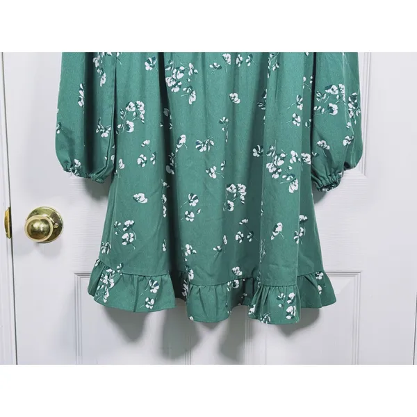 Abercrombie & Fitch Floral Babydoll Mini Dress Size LT Green Romantic Whimsical - Image 7