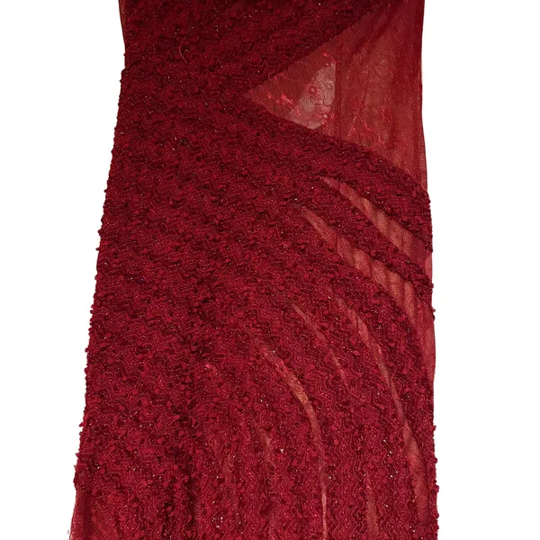 Azzure Couture Burgundy Beaded Lace Open Back Mermaid Evening Gown Dress 6 - Image 7