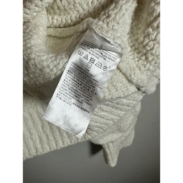 Banana Republic Boucle‎ Pullover Sweater White Merino Wool Blend Large 514676-02 - Image 6