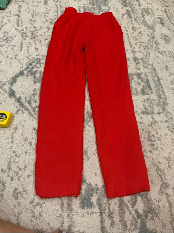 Vintage Alex Red Linen Pants High Waist Size 6 27” Inseam - Image 3