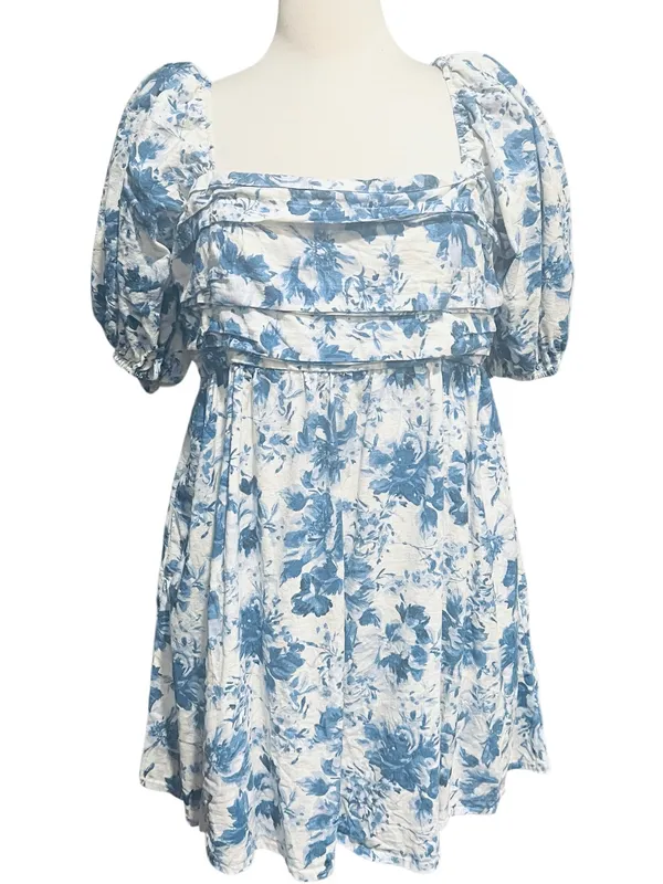 Abercrombie & Fitch Emerson Poplin Puff Sleeve Mini Dress S Blue/White Size XL - Image 2