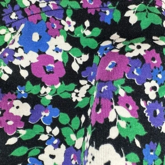 Lauren Ralph Lauren Floral Print 1/2 Sleeve Boat Neck Top‎ Black Purple Green - Image 6