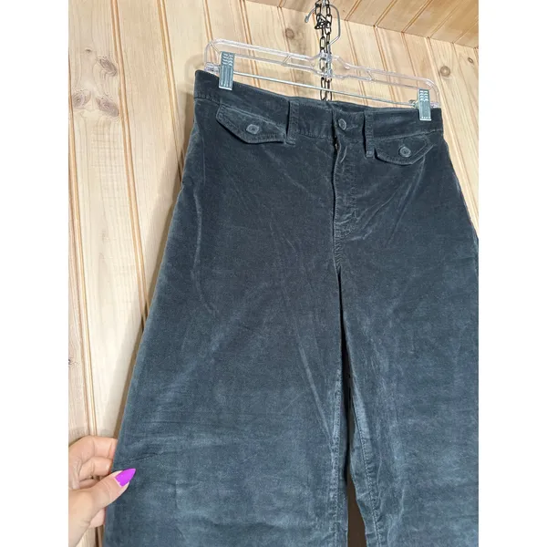 NWT J. Crew Wide Leg Trouser Pants Black Washed Velvet Soft Luxe Sz 26P Petite - Image 3