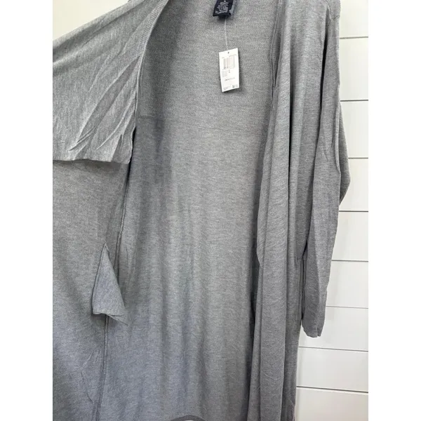 CHELSEA & THEODORE Cardigan Duster Sz L Mist Grey Heather Open Front Long Sleeve - Image 5