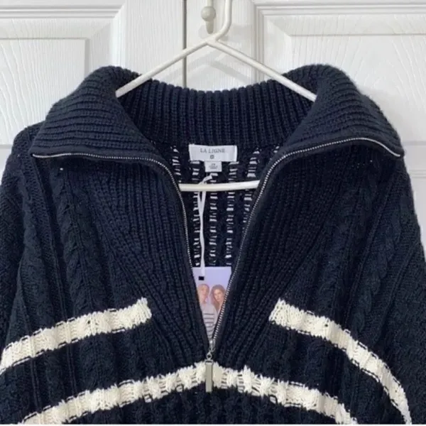 LA LIGNE Black an White Striped
Sweater(Size 2X) Black - Image 4