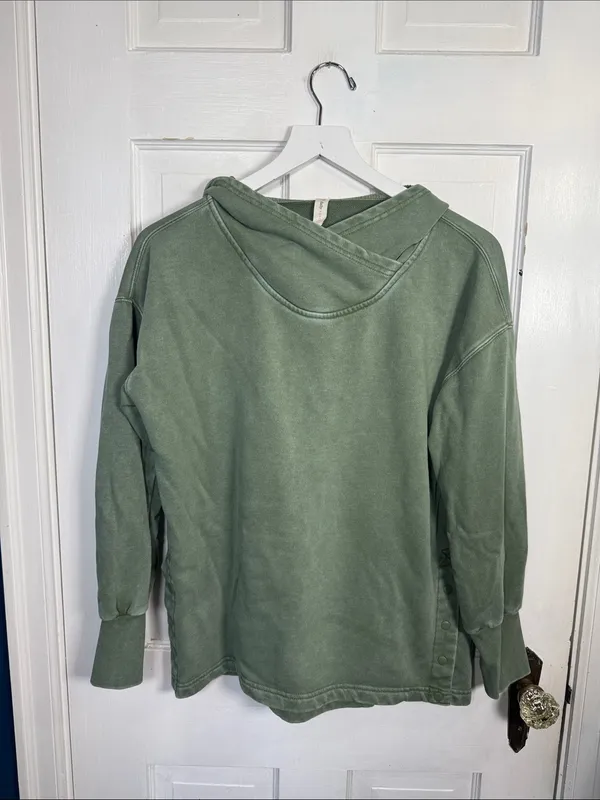 Daily Practice by Anthropologie Twist-Collar Hoodie in Sage Green W2487 Sz XS - Image 3