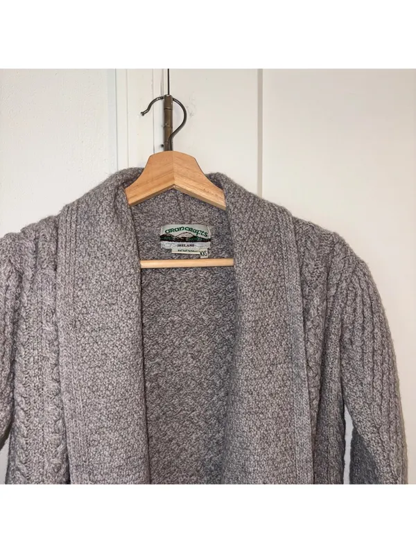 Aran Crafts $150 100% Merino Wool Oversized Woman’s XXS open cardigan Gray - Image 4