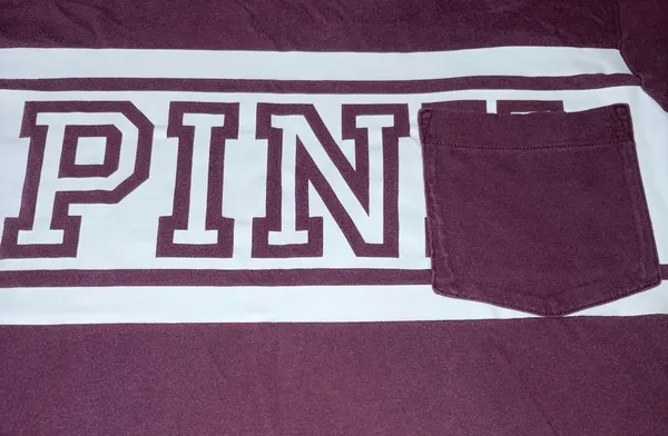 VS PINK Casual Logo Tee - Relaxed Crewneck T-Shirt Plum & White Colorblock - Image 4
