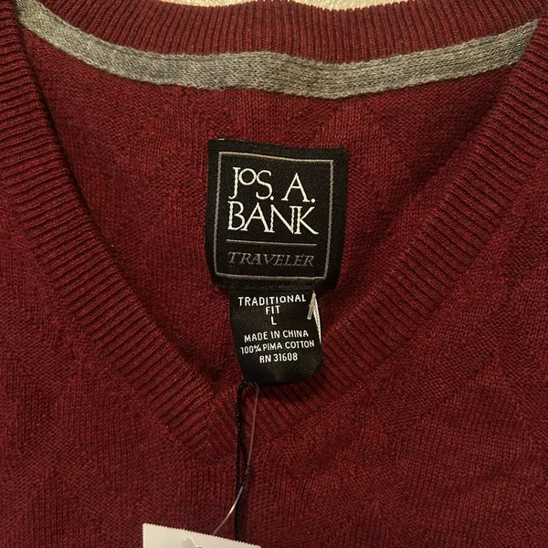 NWT Jos. A. Bank Men’s Large Sleeveless Vest- Deep Burgundy - Image 4
