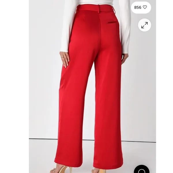 Lulus Modern Approach Red Satin Wide-Leg Pants Size Small - Image 3