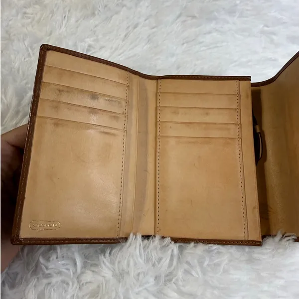 y2k Coach Stripe Signature Denim Turnlock Bifold Wallet - Image 7