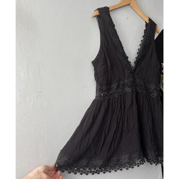Venus Babydoll Top Sz 14 Black Sleeveless Lace Dark Romantic Whimsigoth Coquette - Image 2