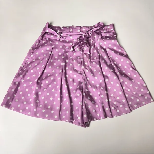 Zara’s Women High Waisted Polka Dot Paper Bag Belted Style Shorts Sz S - Image 3