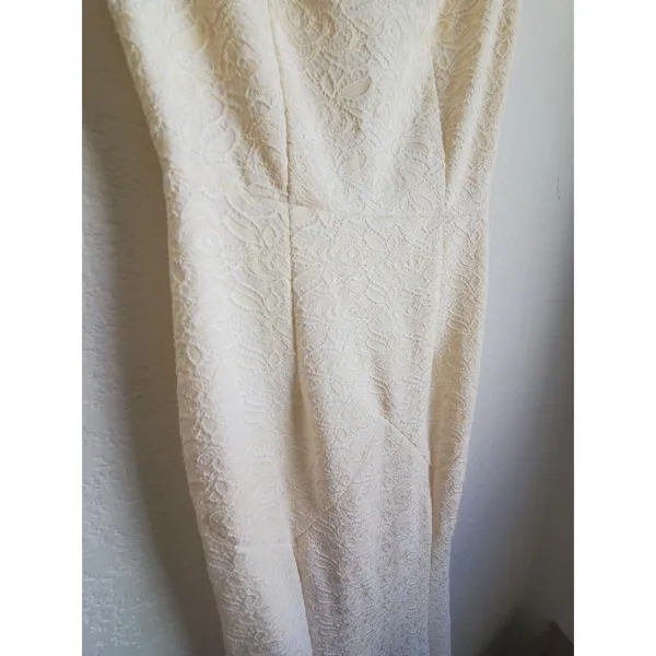 Muxxn White Dress Women Size Small Fit Flare Cream White Boat Neck Mermaid Prom - Image 11