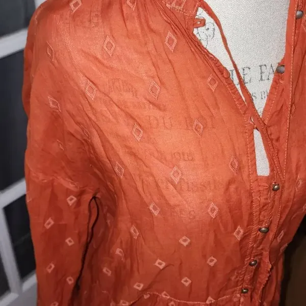 Pilcro Anthropologie Womens Orange Tunic Shirt Blouse Medium‎ - Image 3