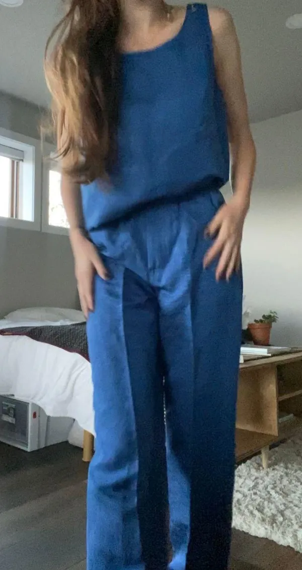 Vintage 80s Blue Tank Suit - Image 2