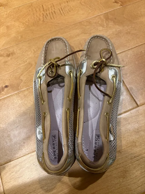 Sperry top sliders women’s boat shoes loafers tan gold sz 10 - Image 4
